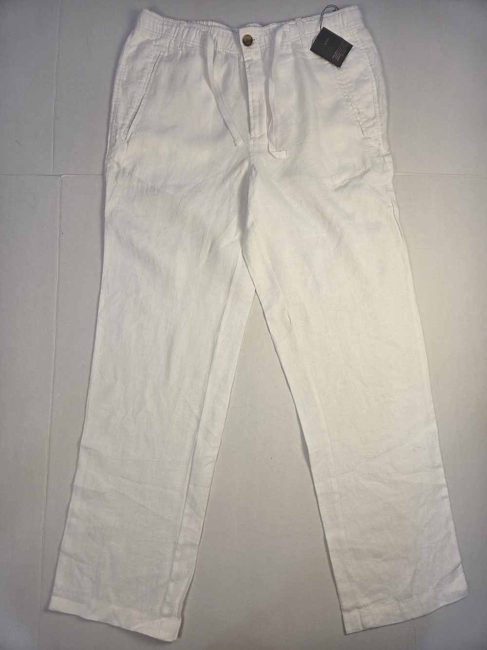 Club Room Men's White 100% Linen Drawstring Pants